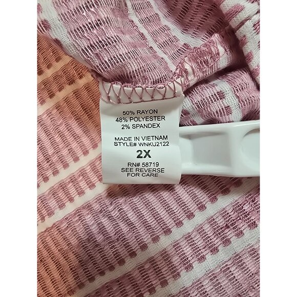 Notations Woman Pink Stripe Button-Front Tie-Hem Knit Top Size 2X - Picture 5 of 11